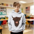 thumbnail image 2 of Kids Hoodie Unisex Lightweight Cute Sweatshirts Highland Cattle Long Sleeve Pullover, 2 of 8