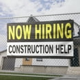 thumbnail image 2 of Now Hiring Construction help 13 oz Heavy Duty Vinyl Banner Construction Helper Jobs Available Help Wanted Sign for Business Indoor/Outdoor Single-Sided with Metal Grommets (2x5 ft, Bk & Wh & Ye), 2 of 6