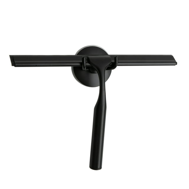 Era Lincoln Raclette de douche, lame unique, ventouse, noir mat, 9.92x6.48po