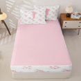 thumbnail image 4 of Manfei Kawaii Monogram J Zipper Full Size Comforter Sets with Fitted Sheet and 2 Pillowcases,Pink Bowtie Ribbon Dessert Zipper Bedding Set,Pink Reversible4pcs, 4 of 8