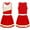 Red, variant on TiaoBug Kids Girls School Cheerleading Uniform Athletic Gymnastic Dancewear Sequins Printed Crop Top with Mini Skirt Sets Hot Pink 16