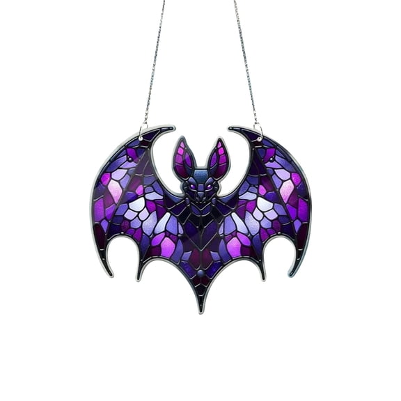 Clearance Hangs under $5,Halloween Bat Suncatcher Window Hanging Acrylic Wall Art Suncatcher Decoration Festival Colorful Bat Home House Venue Arrangement Props 1pc