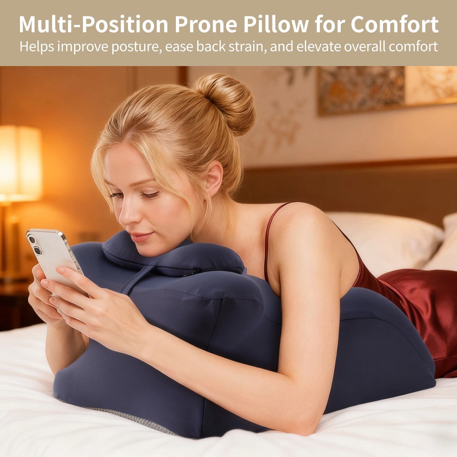 Memory Foam Ergonomic Wedge Pillow, Multi-Position Prone Pillow for Sleeping, Reading, Relaxing, Non-Slip Support Cushion for Head Shoulder Back Lumbar, Breathable Removable Cover