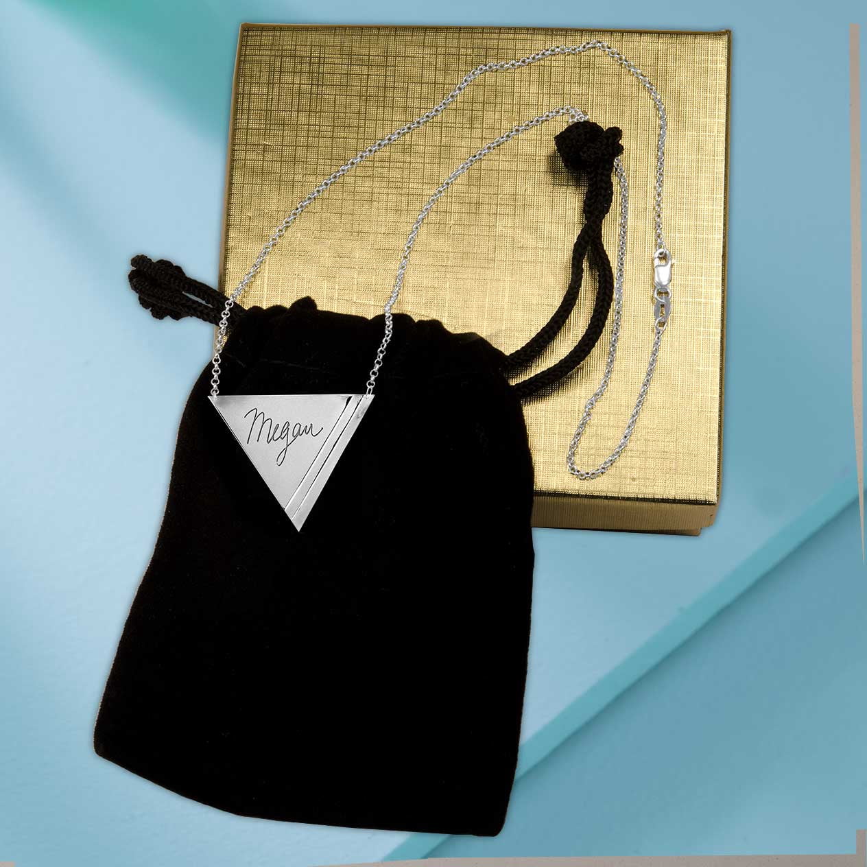 Personalized Engraved Handmade Triangle Name Necklace