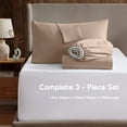 thumbnail image 2 of LammaLoe Extra Deep Pocket Sheets Twin Set, 3 Piece, Fits 18"-24" Mattress, Breathable & Extra Soft Bed Sheets, Taupe Sand, 2 of 9