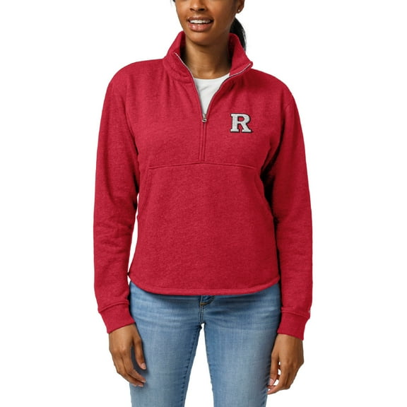 Women's League Collegiate Wear Heather Scarlet Rutgers Scarlet Knights Victory Springs Tri-Blend Quarter-Zip Pullover