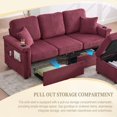 thumbnail image 4 of L-Shaped Sectional Sofa,Corduroy Convertible 3-Seat Sofa Couch with Pull-Out Storage,Ottoman for Living Room,Apartment,RED, 4 of 7