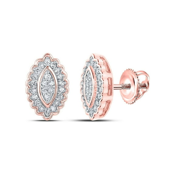 Macey Worldwide Jewelry 10k Rose Gold Diamond Oval Earrings 1/5 Ctw
