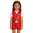 thumbnail image 7 of CPNG Boys Girls Sequin Outfits Sleeveless Waistcoat Shorts Hip-hop Jazz Dance Stage Performance Costume Vest Tops and Shorts Set(Red,15-16 Years), 7 of 7