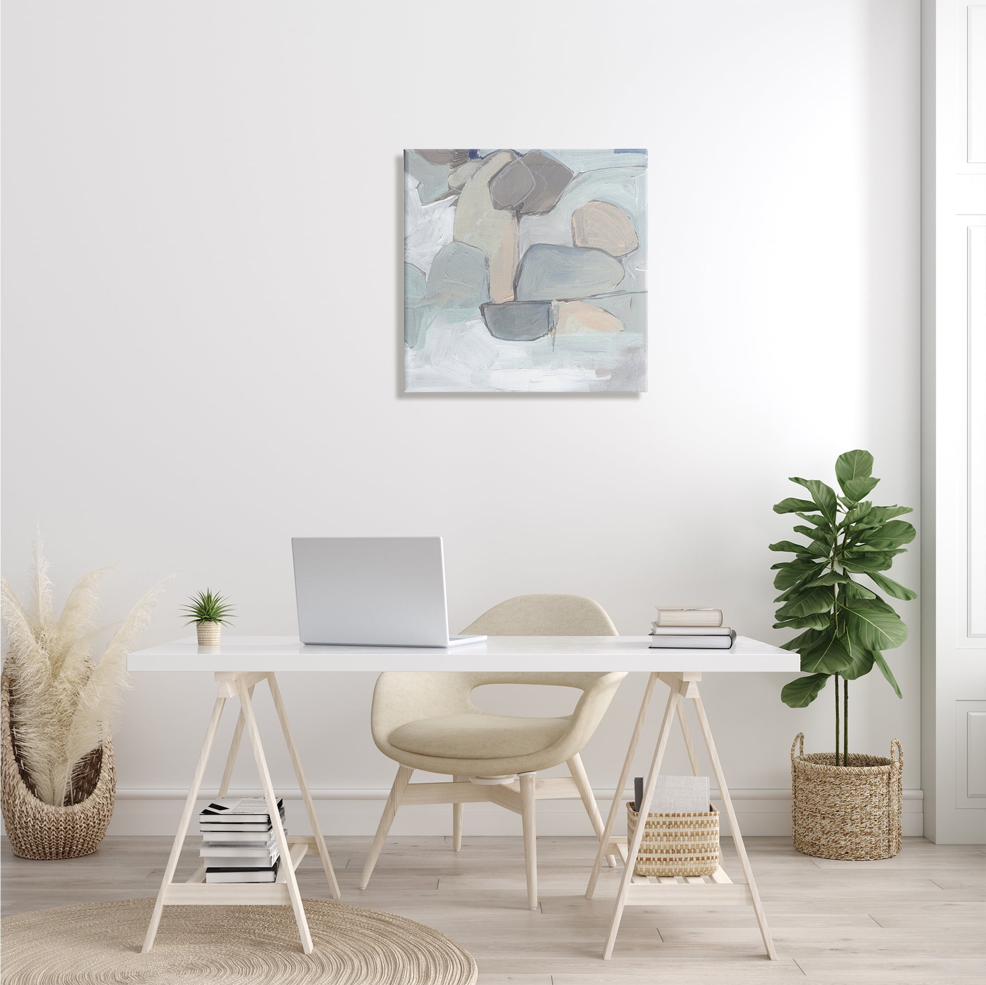 Stupell Industries Abstract Neutral Geometric Shapes Round Rock Landscape, 24 x 24, Designed by Jennifer Paxton Parker