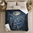 thumbnail image 5 of Arctic Wolf With Wolf And Snowy Pines Snowy Pine Forest Serene Wildlife Art Wildlife Lovers Winter Wilderness Scene Warm Flannel Blanket, Christmas Gift for Cabin and Lodge Home Decor, 5 of 9