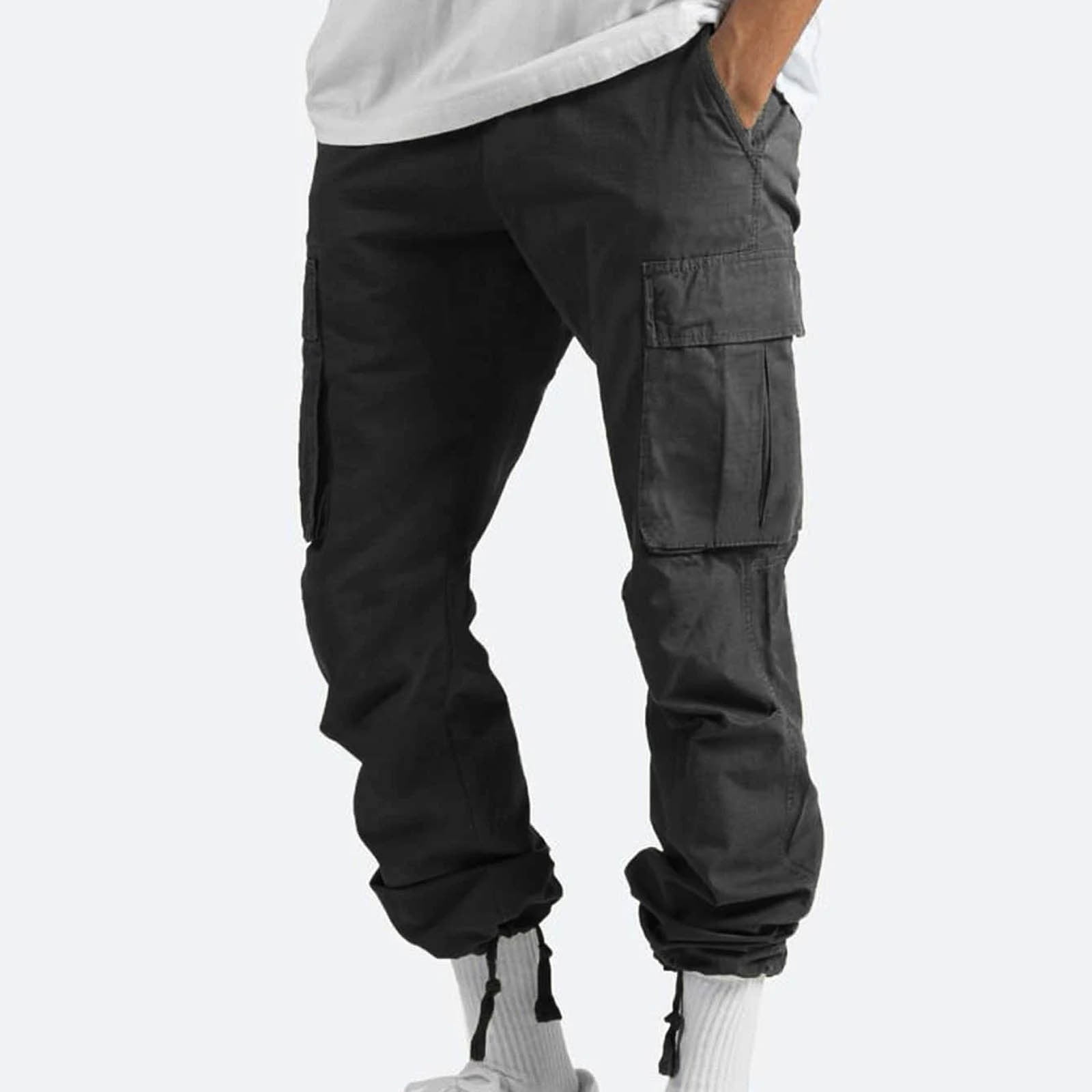 CaiJunJia Cargo Pants for Men,Men Solid Casual Multiple Pockets Outdoor Straight Type Fitness Pants Cargo Pants