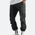 thumbnail image 6 of Isvgxsz Sweatpants Men Men Solid Casual Multiple Pockets Outdoor Straight Type Fitness Pants Cargo Pants Trousers Father'S Day Gifts Black, 6 of 9