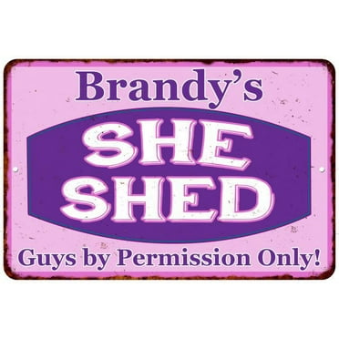 Brandy's Purple & Pink SHE SHED Vintage Sign 8x12 Woman Wall Decor 208120040293