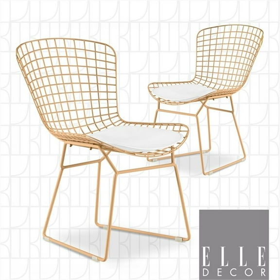 Pemberly Row Wire Dining Side Chair in French Gold (Set of 2)