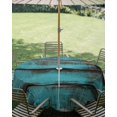 thumbnail image 3 of Outdoor Tablecloth with Umbrella Hole Zipper Teal Brown Wood Round Tablecloth 54" Waterproof Outside Table Cloth Vintage Chic Shabby Plank Patio Table Cover Tablecloths for Picnic Party, 3 of 8