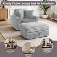 thumbnail image 5 of DREAMISDEA Oversized Accent Chair with Storage Ottoman & Cup Holder, Faux Fur Upholstered Sofa Bed Indoor Chaise Lounge Chair for Living Room, Comfy Large Arm Chair Reading Seat - Light Gray, 5 of 6