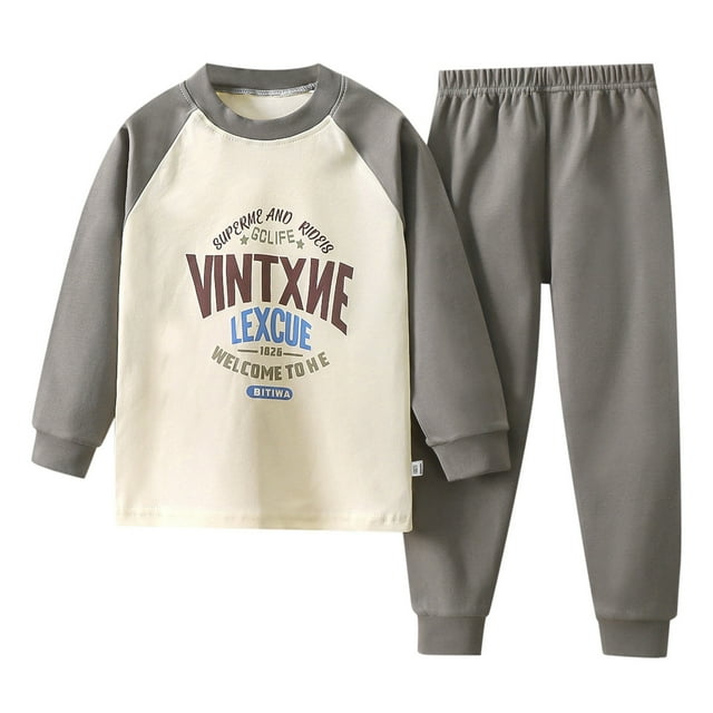 Ensemble de Pyjama en Coton pour Filles et Garçons, Haut à Manches Longues et Pantalon