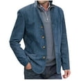 thumbnail image 1 of LOVZFMLL Jackets for Men's Lapel Button Pocket And Fleece Retro Long-Sleeved Hoodless Casual Coat/Jacket, 1 of 6