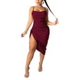 thumbnail image 1 of ITFABS Women?s Solid Color Suspender Backless Drawstring Skinny Dress, 1 of 5