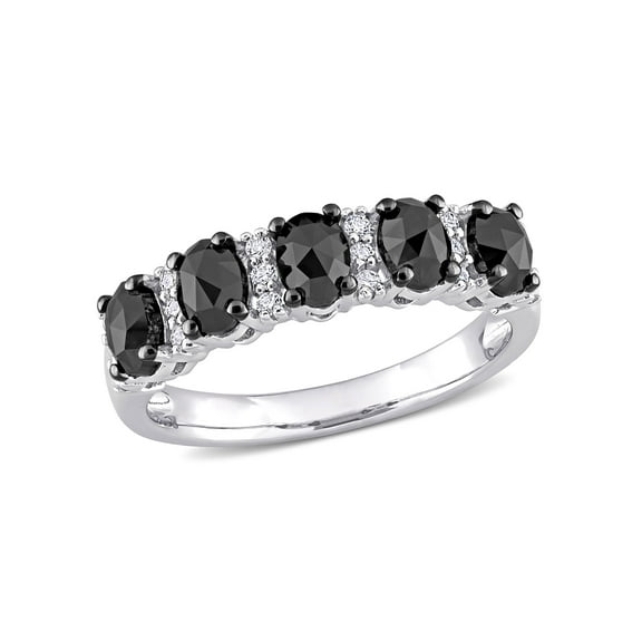 Everly Women's Created Moissanite and Black Diamond 10k White Gold Ring