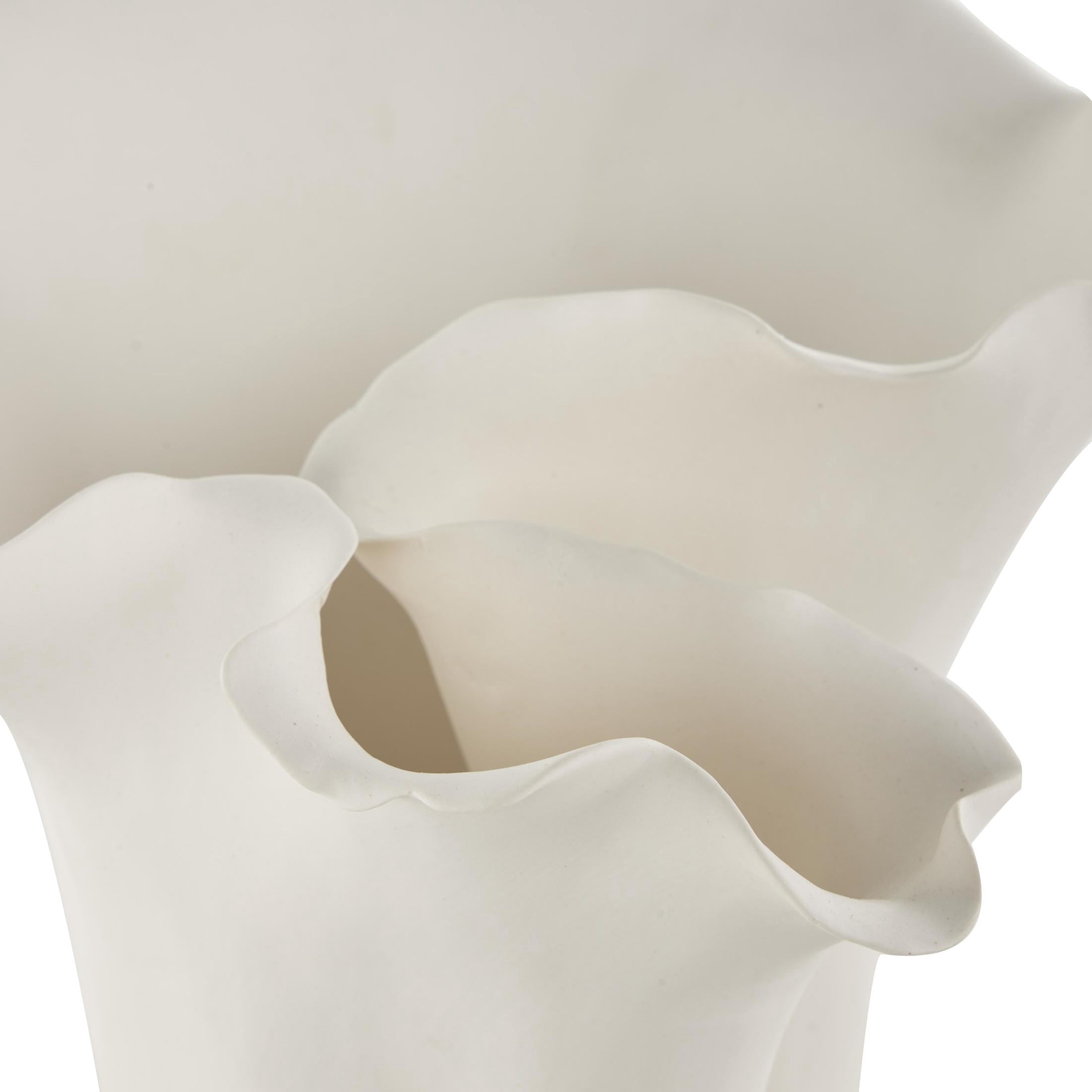 DecMode 10" Floral Abstract Floral Inspired Cream Ceramic Vase