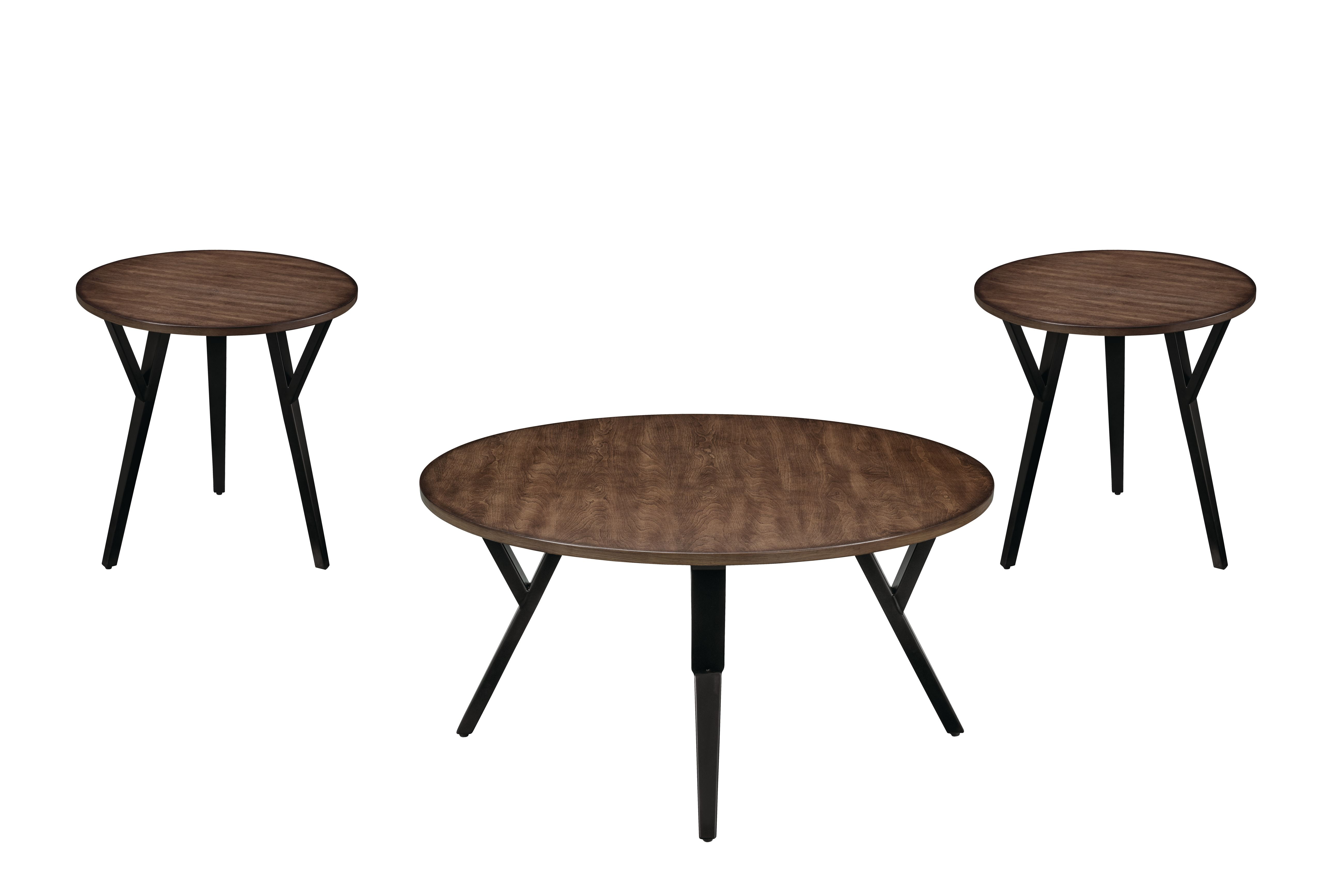 36" X 36" X 18" 3pc Oak And Black Coffee And End Table Set
