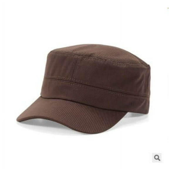 Firefly Hope Adjustable Unisex Flat Top Twill Classic Baseball Cap Military Cap 22-23.6 Inch Cadet Hat (Brown)