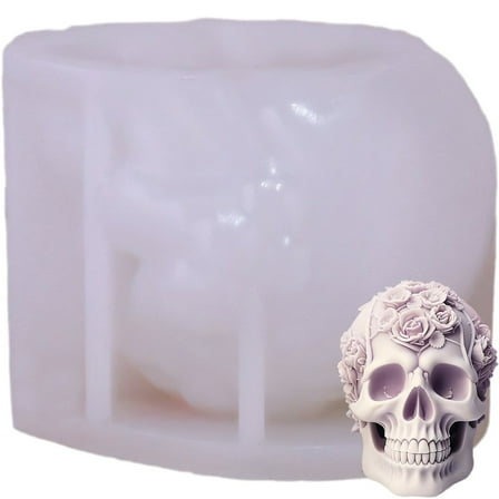 Rose Skull Candle Mold Diy Chocolate Cake Silicone Mould Handmade Soap Resin Gypsum Mould Halloween Decoration