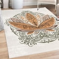 thumbnail image 1 of Lotus Decorative Rug, Flower Bloom Ornaments Exotic Petals Oriental Traditional Boho Design, Quality Carpet for Bedroom Dorm and Living Room, 6 Sizes, Pale Eggshell, by Ambesonne, 1 of 4