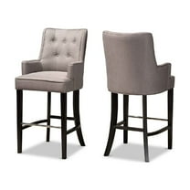 Baxton Studio Aldon Modern and Contemporary Grey Fabric Upholstered and Dark Brown Finished Wood 2-Piece Bar Stool Set