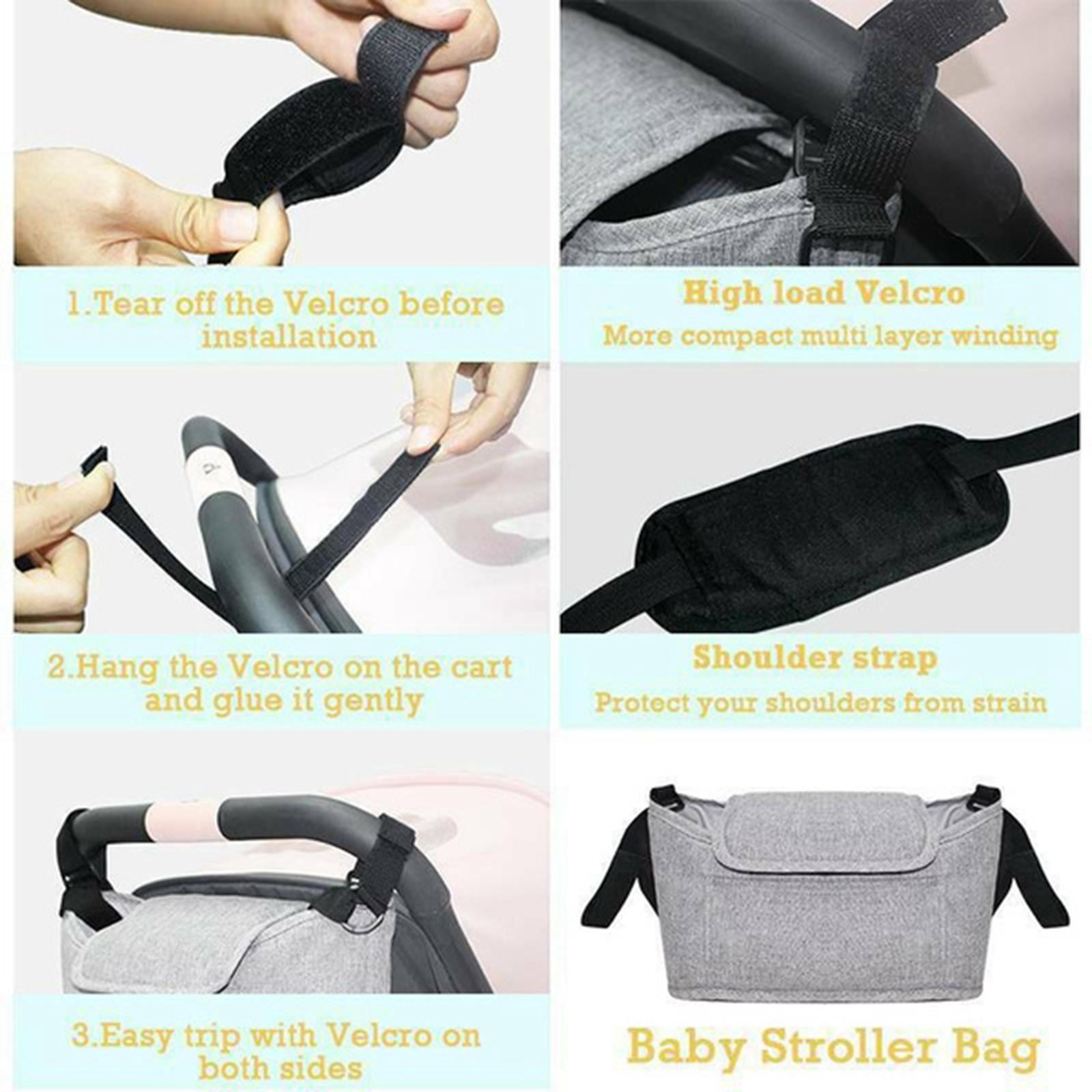 Baby Pram Organizer Bag Hanging Diaper Bag Cup Holder, Easily Attached to Most Handles - Gray Style 1