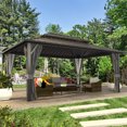 thumbnail image 3 of VEIKOUS 16' x 12' Outdoor Hardtop Gazebo, Double Roof Metal Gazebo W/ Nettings & Curtains for Patio, Garden, 3 of 10