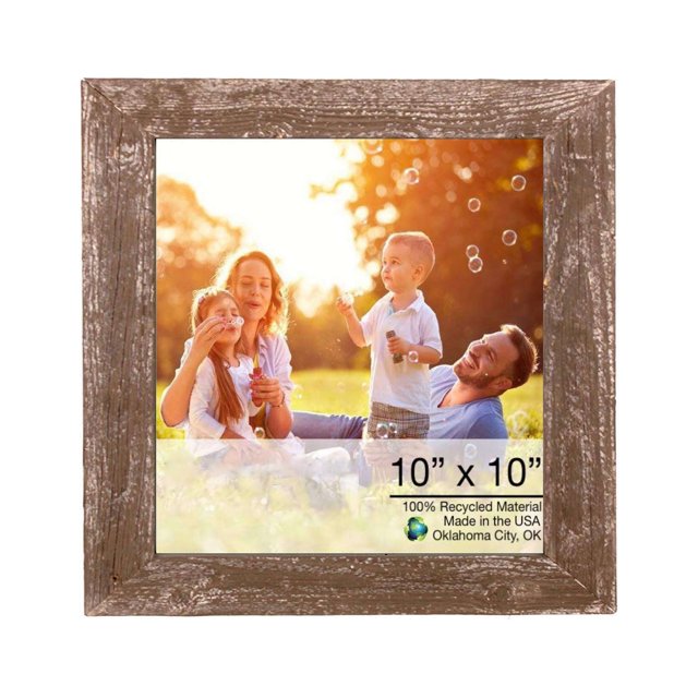 homeroots home decor 386494 10” x 10” Rustic Farmhouse Brown Wood Frame