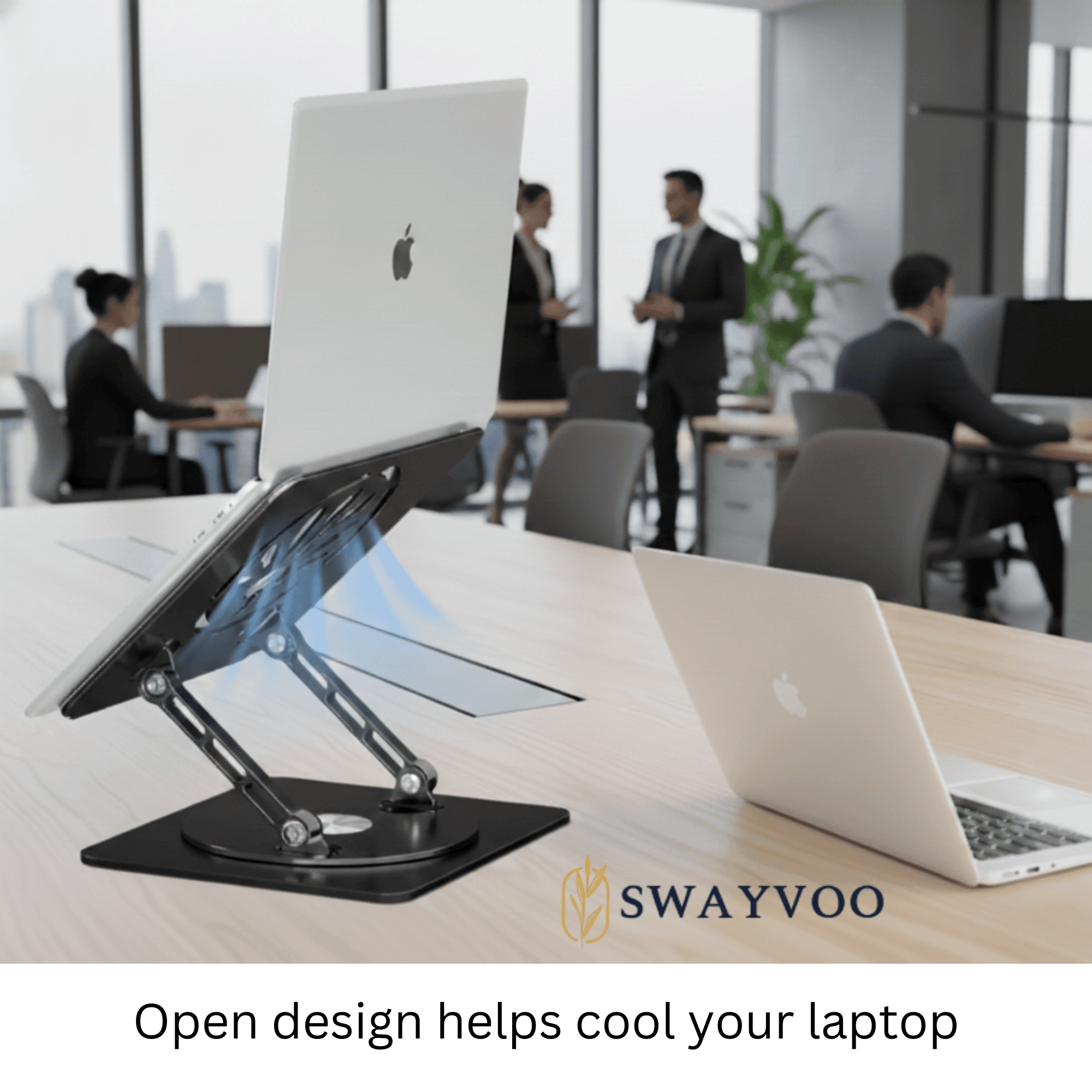 Swayvoo Laptop Stand for Desk, 360° Rotating Ergonomic Laptop Holder — Height Adjustable Foldable Aluminum Computer Stand Compatible with MacBook, Dell, HP, Lenovo, 10–16 Inch Laptops