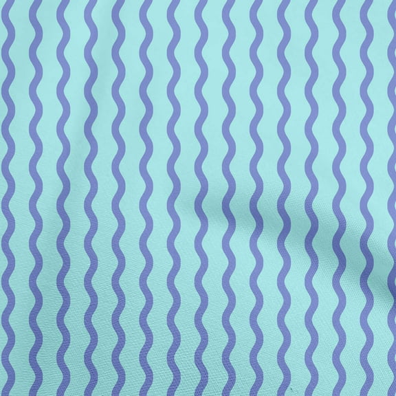 oneOone Viscose Jersey Aqua Blue Fabric Stripe Vertical Wavy Stripes Fabric For Sewing Printed Craft Fabric By The Yard 60 Inch Wide