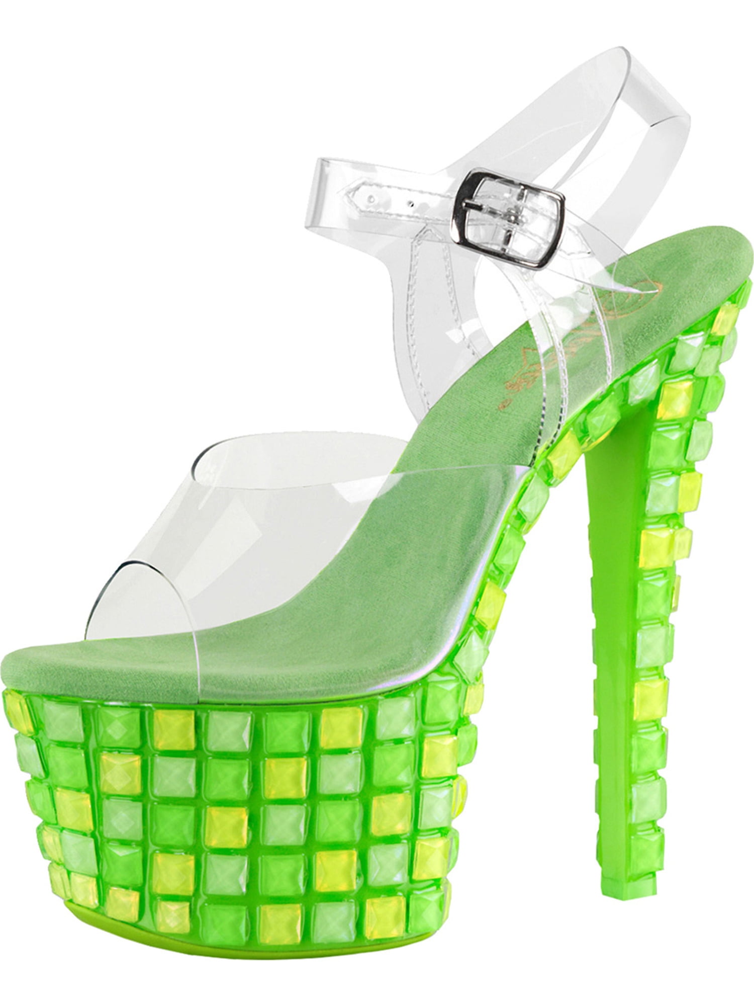 neon green high heel shoes