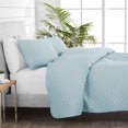 thumbnail image 4 of Bare Home Premium Diamond Stitched 3 Piece Coverlet Set - Ultra-Soft Luxurious Lightweight All Season Bedspread (Full/Queen, Light Blue), 4 of 5