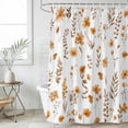 thumbnail image 6 of Polyester Fabric Brown Spring Floral Shower Curtain, Flowers Botanical Elegant Pastoral Waterproof Bathtub Curtain Bathroom Decor Set with Hooks 60 x 72 Inches, 6 of 6