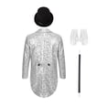 thumbnail image 2 of inhzoy Kids Carnival Outfit Blazer With Hat Gloves And Wand Boy's Magician Dress Up Boys Carnival Jacket Kids Silver 8, 2 of 7