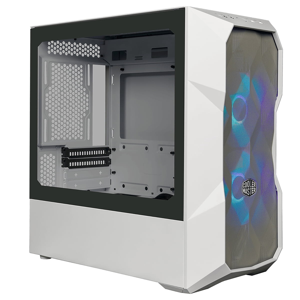 CoolerMaster MasterBox TD300 Mesh ARGB High Airflow ATX Mini-Tower Case with Polygonal Mesh Front Panel, White