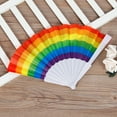 thumbnail image 3 of Delaman Ventilador Plegable, 5Pcs 9.1x1.2in Ventilador de Mano Paño de Seda Estable Durable Rainbow Fan para Dormitorio, Oficina(Horizontal), 3 of 8