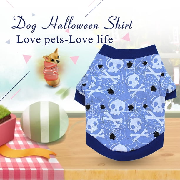 Perro camiseta de Halloween Camiseta para mascotas Perro Ropa para mascotas Ropa para Halloween Carevas Camisa de manga corta