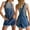 Blue, variant on Women Suspender Denim Shorts with Pocket Bib Overalls Casual Cuffed Hem Jean Shorts Jumpsuit