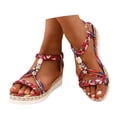 thumbnail image 3 of Womens Low Wedge Heels Sandals Shoes,Wide Width Platform Wedge Sandals for Women Summer Dressy,Comfort Walking Non Casual Summer Beach Sandals Ankle Elastic Bohemian Woven Sandals, 3 of 9