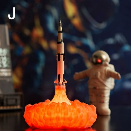 

3D Print Rocket Shape Lamp Space Shuttle Lamp USB Rechargeable Night Light for Rocket Lovers New.