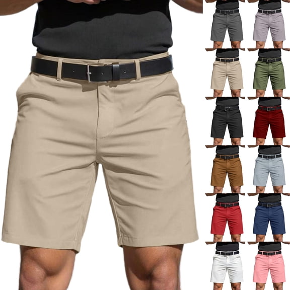 LWavelet Men's Golf Shorts Dry Fit Stretch Golf Short Outdoor Lightweight Flat Front Business Shorts with Zip Pockets(No Belt),Khaki M