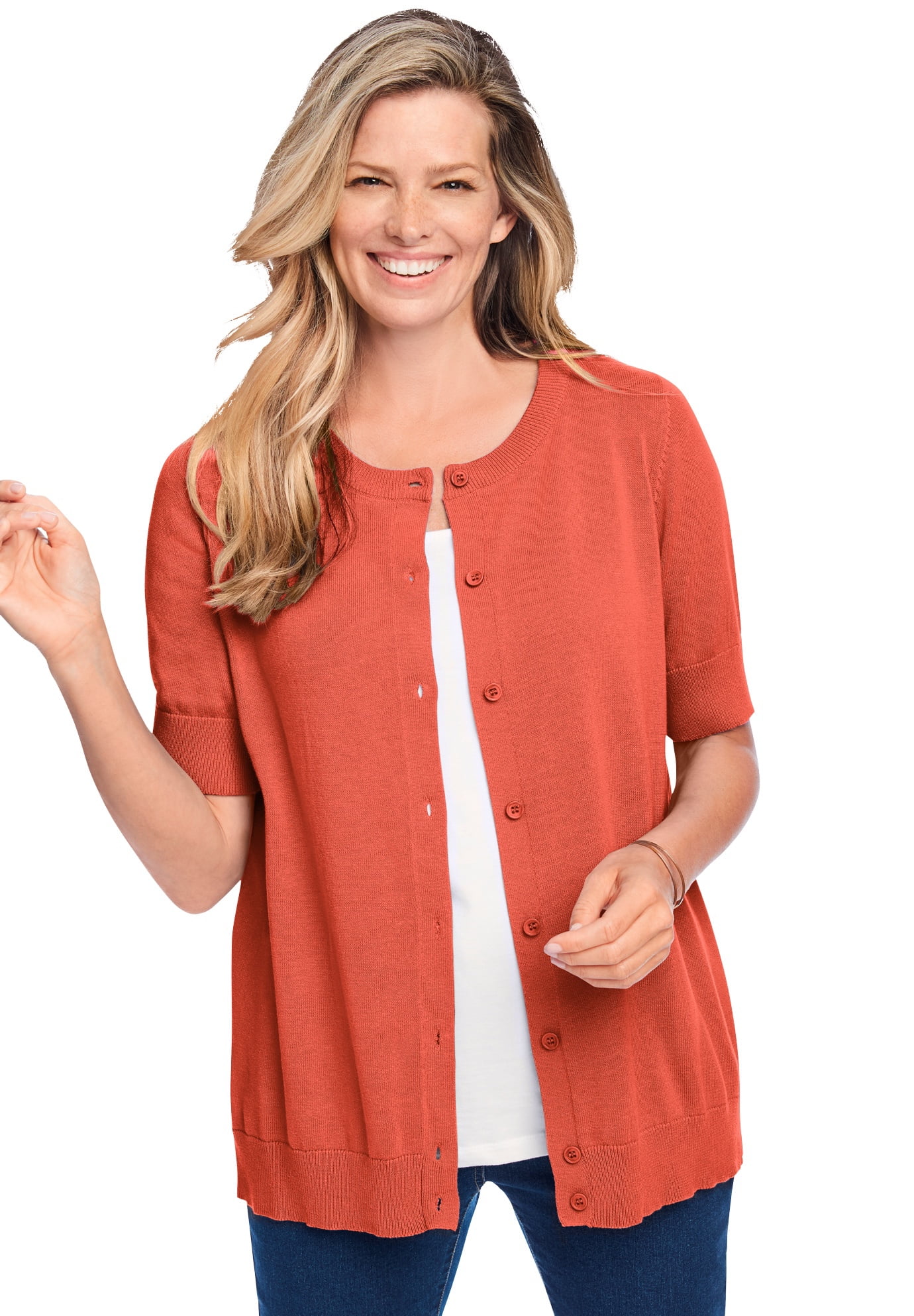 plus size orange cardigan sweater