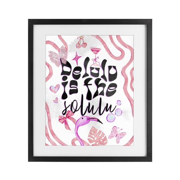 Stupell Industries Eclectic Delulu Is The Solulu Black Framed Print Under Glass, 13 x 16, by Ziwei Li