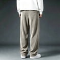 thumbnail image 6 of Hearthz Corduroy Wide Leg Men Pant Athletic Workout Running Work Hiking Pants Elastic Waist Drawstring Joggers for Men with Pockets Light Gray L, 6 of 6